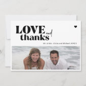 Moderne typografie 2 foto's bruiloft dank u kaart (Voorkant)