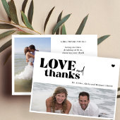 Moderne typografie 2 foto's bruiloft dank u kaart