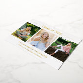 Moderne Typografie 3 Foto Graduation Party Folie Uitnodiging (Gedraaid)