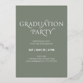 Moderne Typografie 3 Foto Sage Graduation Party Folie Uitnodiging (Achterkant)