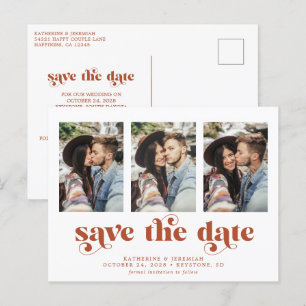 Moderne Typografie 3 Foto Save the Date Aankondigingskaart
