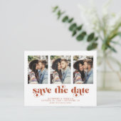 Moderne Typografie 3 Foto Save the Date Aankondigingskaart (Staand voorkant)
