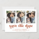 Moderne Typografie 3 Foto Save the Date Magnetische Uitnodiging (Voorkant)