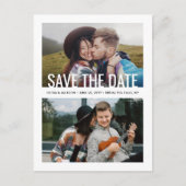 Moderne Typografie 3 Foto Wedding Save the Date Aankondigingskaart (Voorkant)