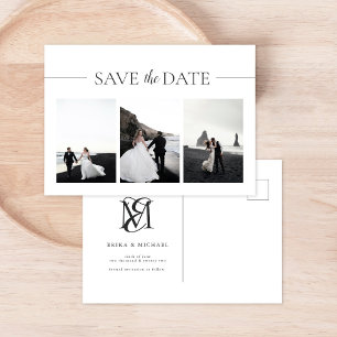 Moderne Typografie 3 Foto Wedding Save the Date Aankondigingskaart