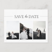 Moderne Typografie 3 Foto Wedding Save the Date Aankondigingskaart (Voorkant)