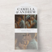 Moderne Typografie 3 Fotobruiloft All In One Uitnodiging (Binnen)