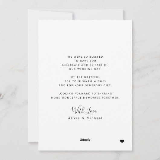 Moderne typografie 4 foto bruiloft dank u kaart (Achterkant)