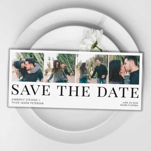 Moderne typografie 4 foto's bruiloft save the date