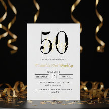 Moderne typografie 50e verjaardag Wit Zwart Goud