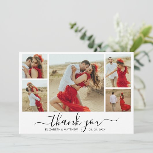 Moderne Typografie 5 Foto Collage Hartelijk dank Bedankkaart (Staand voorkant)