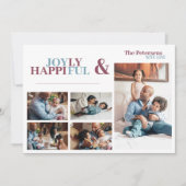 Moderne typografie 5 fotocollage familie feestdagenkaart (Voorkant)