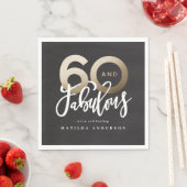 Moderne typografie 60e verjaardag zwart en goud servet (Insitu)