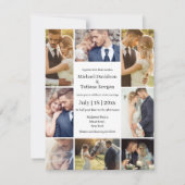 Moderne typografie 8 foto's collage bruiloft chiqu kaart (Voorkant)