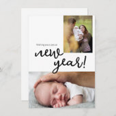 Moderne typografie Aangepaste foto-Baby geboorte Feestdagenkaart (Voorkant / Achterkant)