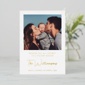 Moderne Typografie Aangepaste groet Foto Gold Folie Feestdagenkaart (Staand Voorkant)