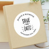 Moderne typografie aangepaste huwelijksaankondigin ronde sticker