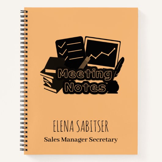 Moderne Typografie Aangepaste naam Meeting Notes Notitieboek (Voorkant)