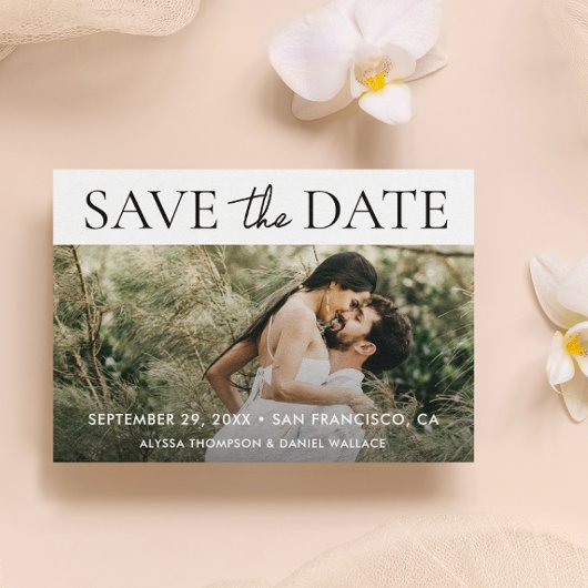 Moderne Typografie Aangepaste QR CODE Foto Bruilof Save The Date