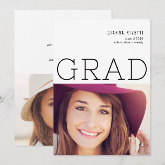 Moderne Typografie Aankondiging Afstuderen foto's (Voorkant / Achterkant)