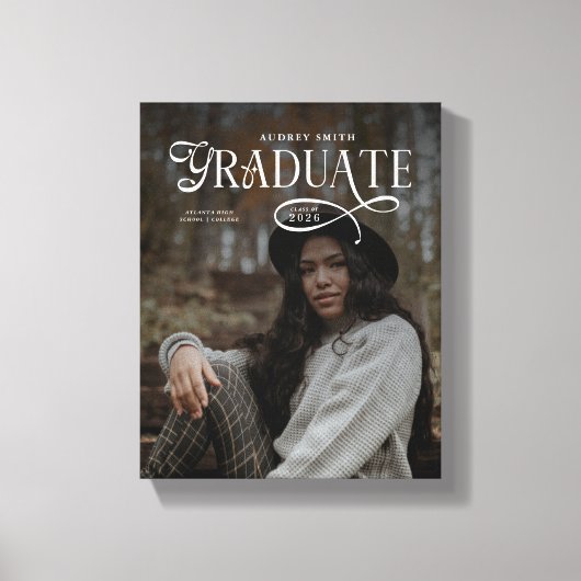 Moderne Typografie Afgestudeerde Foto Afstuderen Canvas Afdruk (Voorkant)