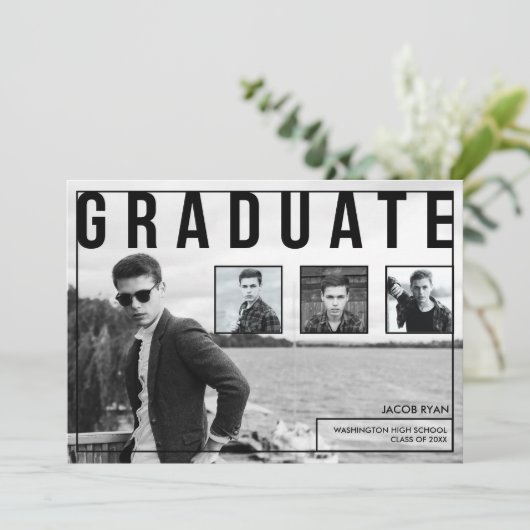 Moderne typografie, afstudeeraankondigingen aankondiging (Staand voorkant)