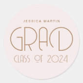 Moderne typografie afstudeercadeau  ronde sticker (Voorkant)