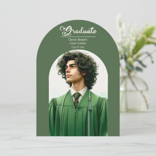 Moderne typografie Afstuderen Arch Minimalist Gree Kaart (Staand voorkant)