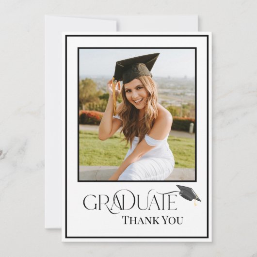 Moderne Typografie Afstuderen Foto Bedankkaart (Voorkant)