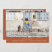 Moderne Typografie Afstuderen Fotoaankondiging Kaart (Voorkant / Achterkant)