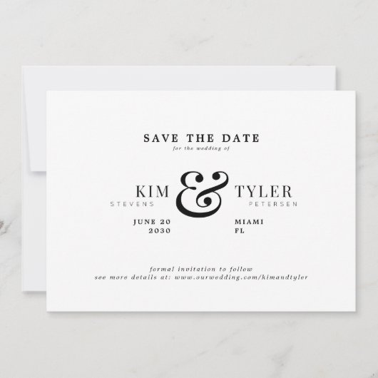 Moderne typografie ampersand foto bruiloft save the date (Voorkant)