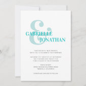 Moderne Typografie Aqua Wedding Invitation (Voorkant)