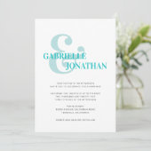 Moderne Typografie Aqua Wedding Invitation (Staand voorkant)