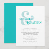 Moderne Typografie Aqua Wedding Invitation (Voorkant / Achterkant)