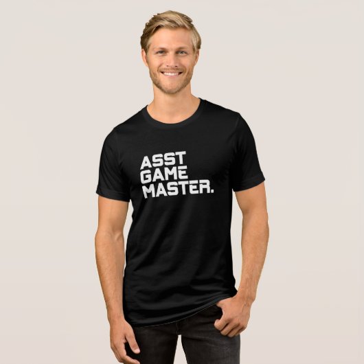 Moderne typografie Assistent Game Master Heren Mat Tri-Blend Shirt (Voorkant volledig)