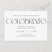 Moderne Typografie B + W Graduation Party Informatiekaartje (Voorkant)