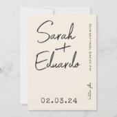 Moderne Typografie B&W Handschrift Foto QR Code Save The Date (Voorkant)