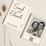 Moderne Typografie B&W Handschrift Foto QR Code Save The Date<br><div class="desc">Typografie Eenvoudige Artistieke Foto QR Code</div>