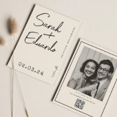 Moderne Typografie B&W Handschrift Foto QR Code Save The Date