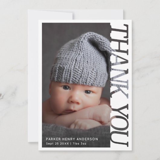 Moderne typografie baby bedankt 2 foto (Voorkant)