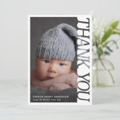 Moderne typografie baby bedankt 2 foto (Staand voorkant)