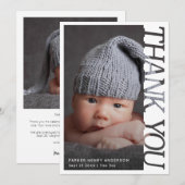 Moderne typografie baby bedankt 2 foto (Voorkant / Achterkant)
