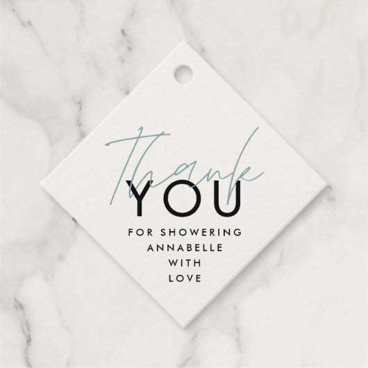 Moderne typografie baby shower dank u bedankjes labels (Voorkant)