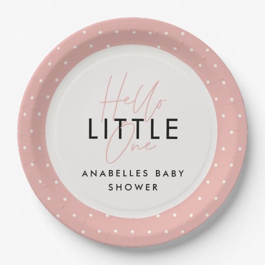 Moderne typografie baby shower hallo papieren bordje (Voorkant)