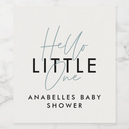 Moderne typografie baby shower hallo wijn etiket (Enkel label)