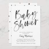 Moderne typografie baby shower in zwart en wit kaart (Voorkant / Achterkant)