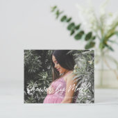Moderne typografie Baby shower per mail foto Briefkaart (Staand voorkant)