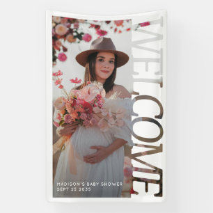 Moderne typografie baby shower welkom foto spandoek