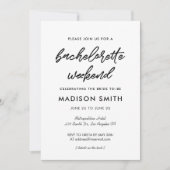 Moderne typografie Bachelorette Weekend feest Kaart (Voorkant)