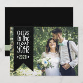 Moderne Typografie Banner Foto Nieuwjaar Feestdagenkaart (Voorkant / Achterkant)